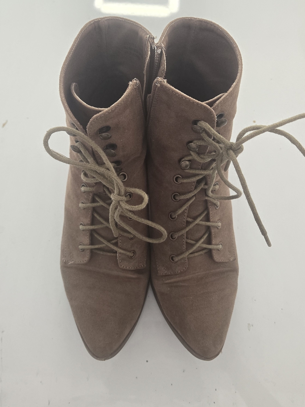Lulus Montie Brown Suede Lace-Up Ankle Booties in Size 6.5